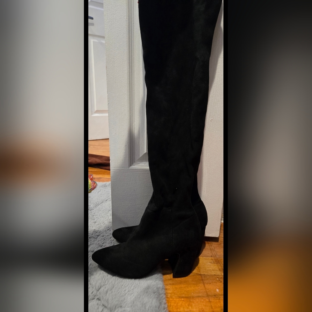 Knee high steve madden black suede 7 heel boot